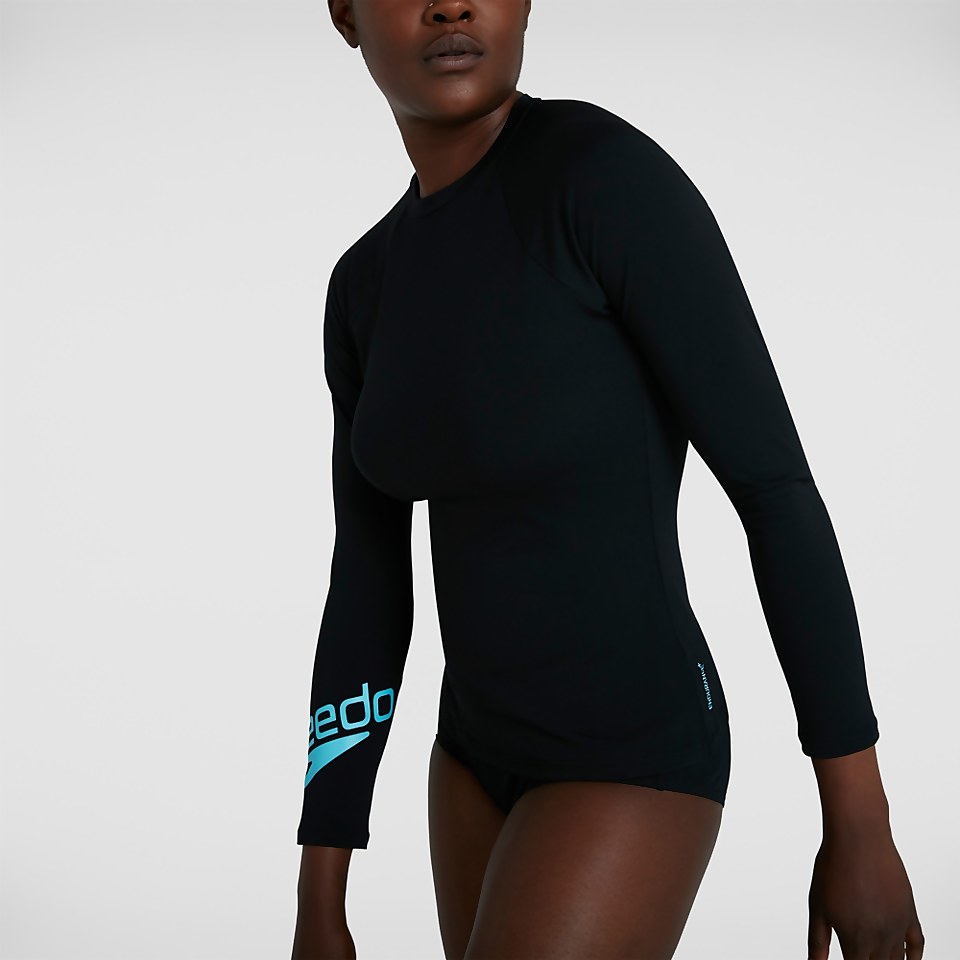 Women's Boom Logo Placement Long Sleeve Rash Top Black