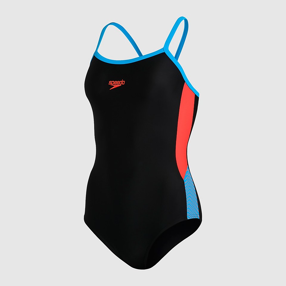 Damen Dive Thinstrap Muscleback Badeanzug in Schwarz