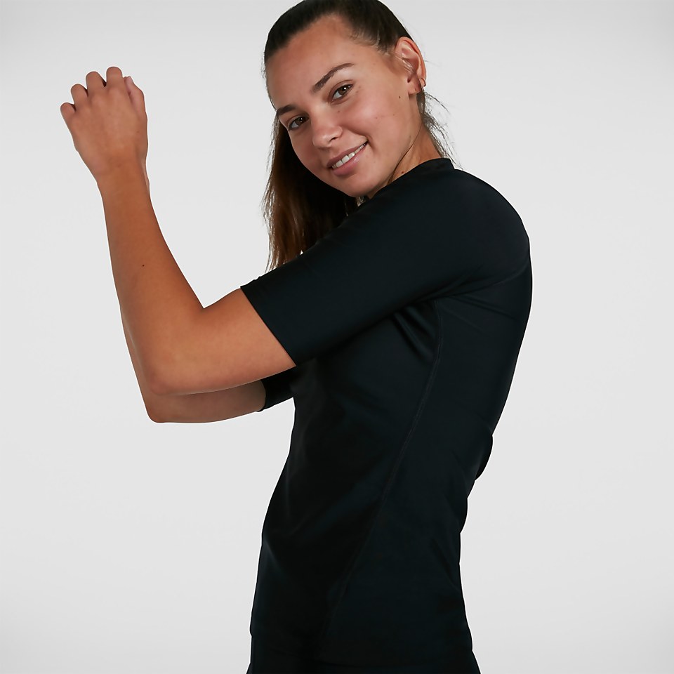 T-shirt rashguard Femme Essential Manches courtes Noir