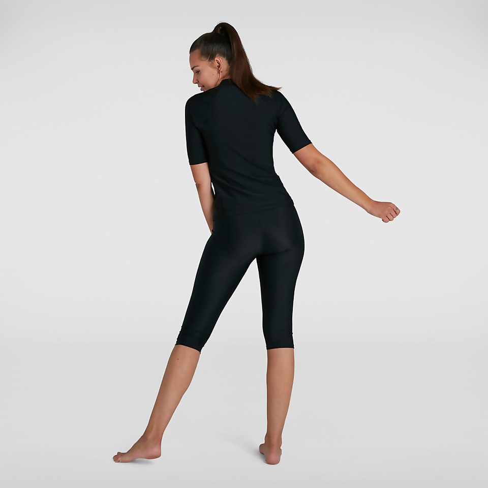 T-shirt rashguard Femme Essential Manches courtes Noir