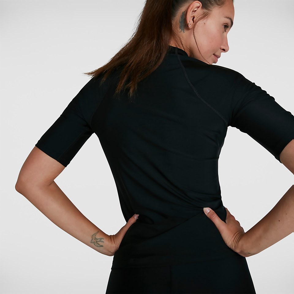 T-shirt rashguard Femme Essential Manches courtes Noir