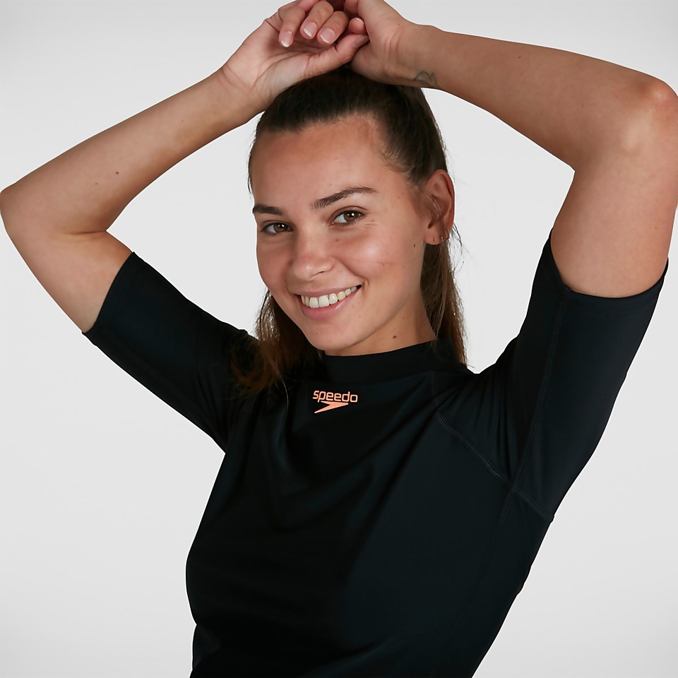 T-shirt rashguard Femme Essential Manches courtes Noir