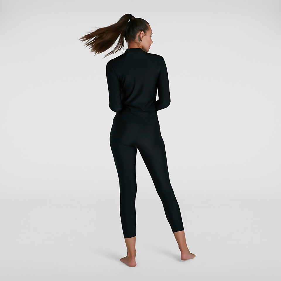 Damen Essential Long Sleeve Rash Top in Schwarz