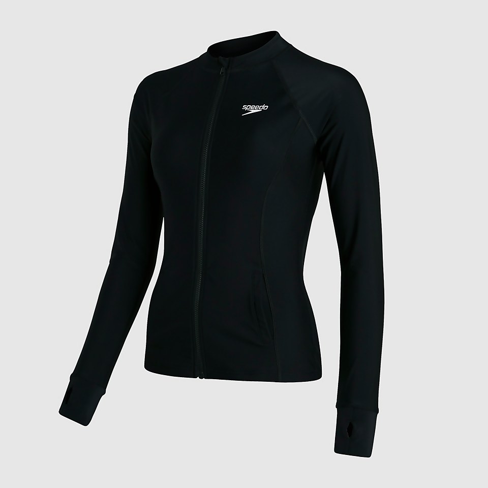T-shirt rashguard Femme Essential Zippé sur le devant Noir