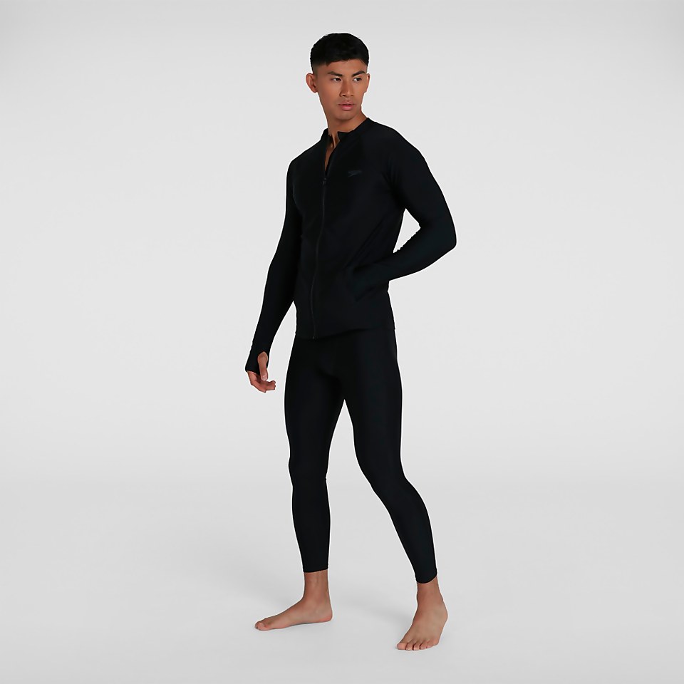 Men's Essential Zip Front Rash Top Black