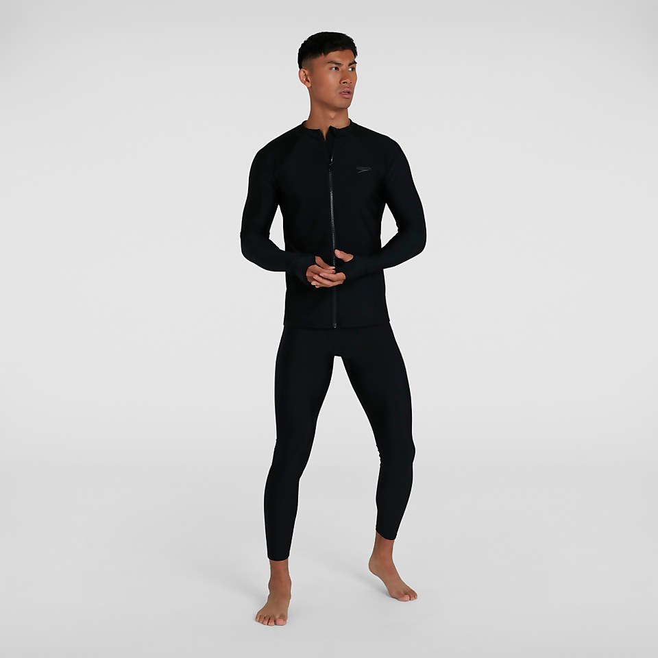 Men's Essential Zip Front Rash Top Black