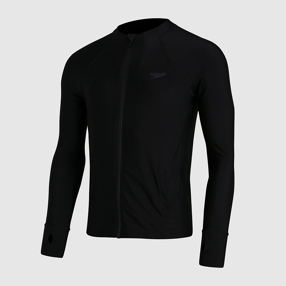 Men's Essential Zip Front Rash Top Black
