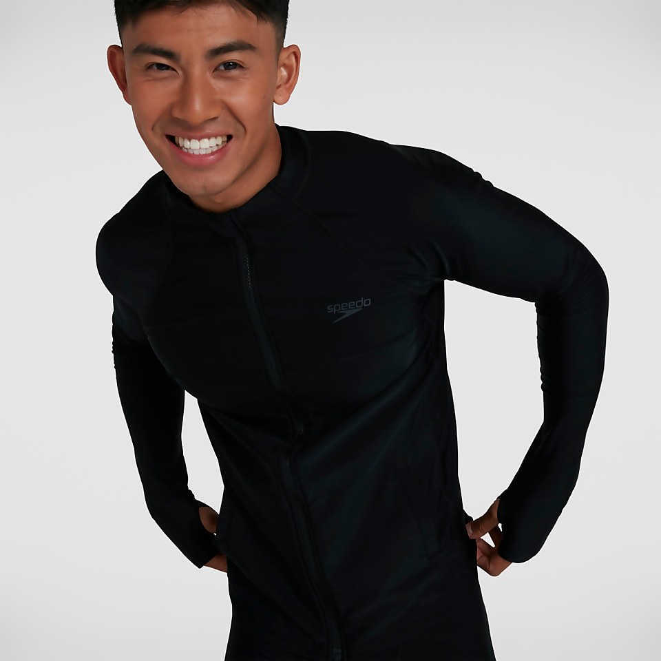 Men's Essential Zip Front Rash Top Black