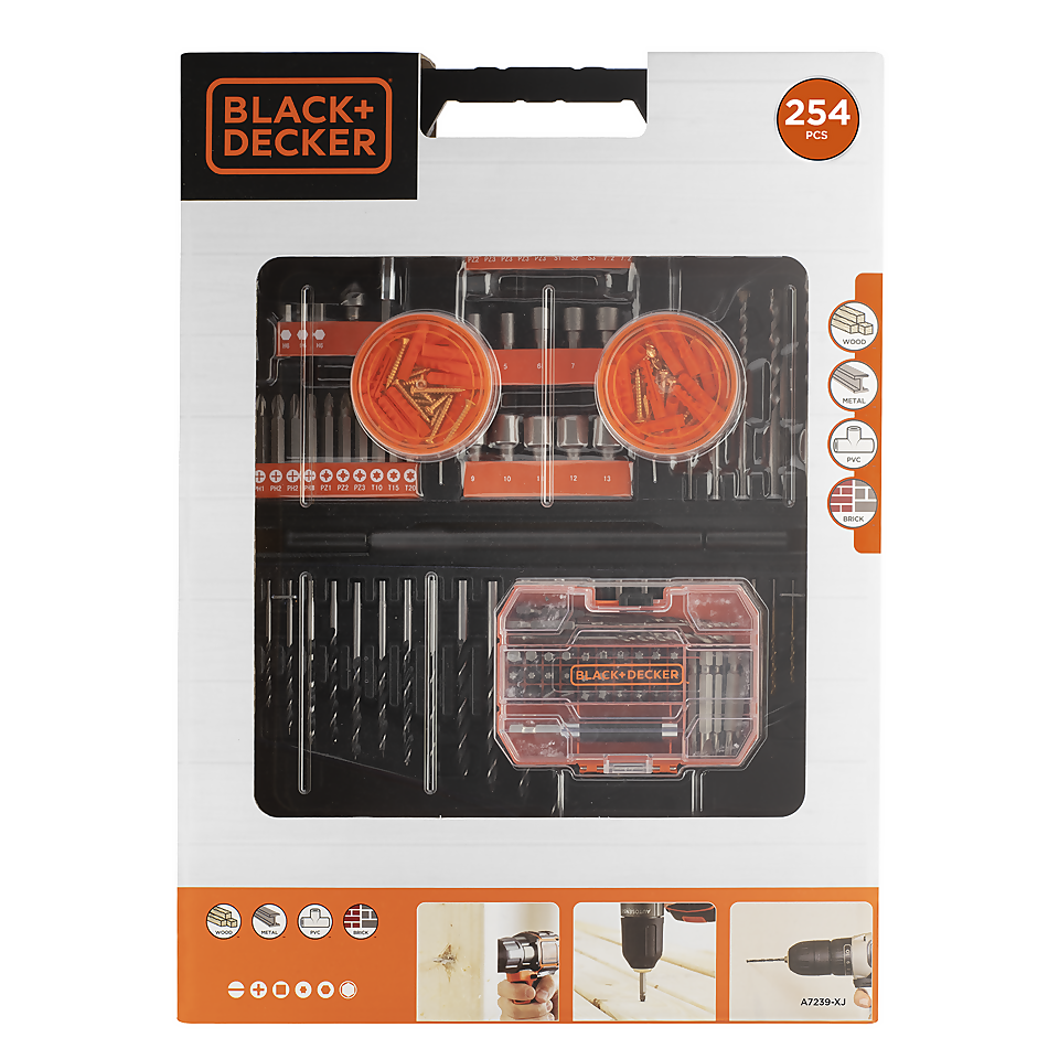 Black and Decker 254 Piece Drill and Screwdriver Accessory Set