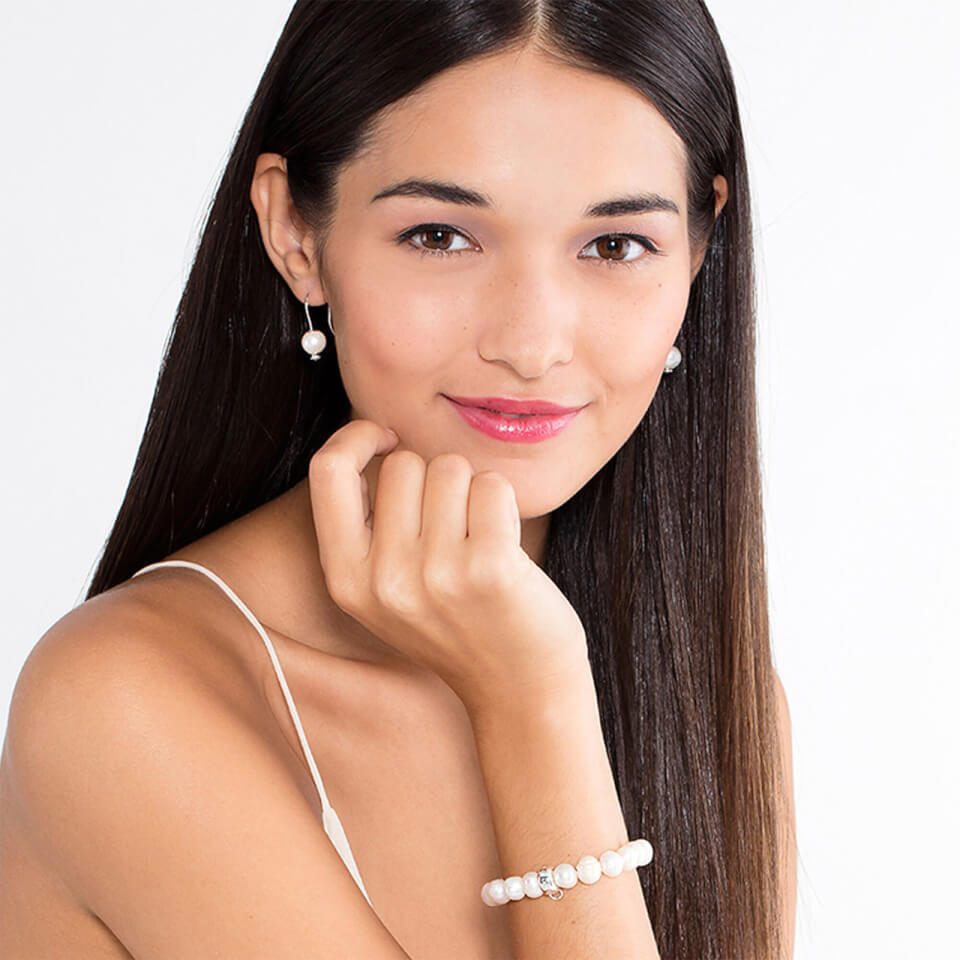 THOMAS SABO Women's Pearl Charm Bracelet – White