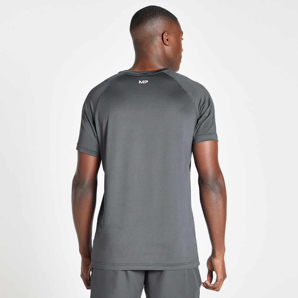 MP Men's Linear Line Graphic Essentials Training Short Sleeve T-Shirt - Gun Metal