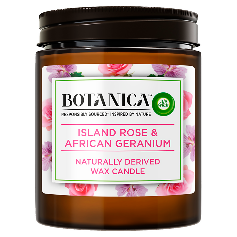 Botanica by Air Wick Island Rose and African Geranium Candle 205g
