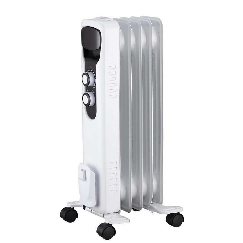 Stylec Oil Filled Radiator with 5 Fin Design in White - 1000W