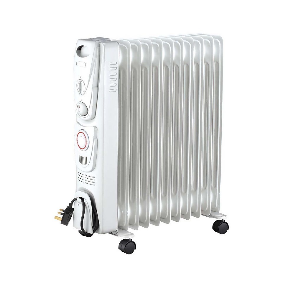 Arlec Electric Oil Filled Heater 11 Fin in White - 2500W