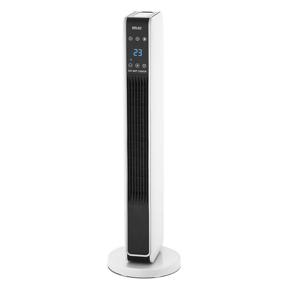 Arlec Electric Tower Heater Ceramic in White Black 2200W