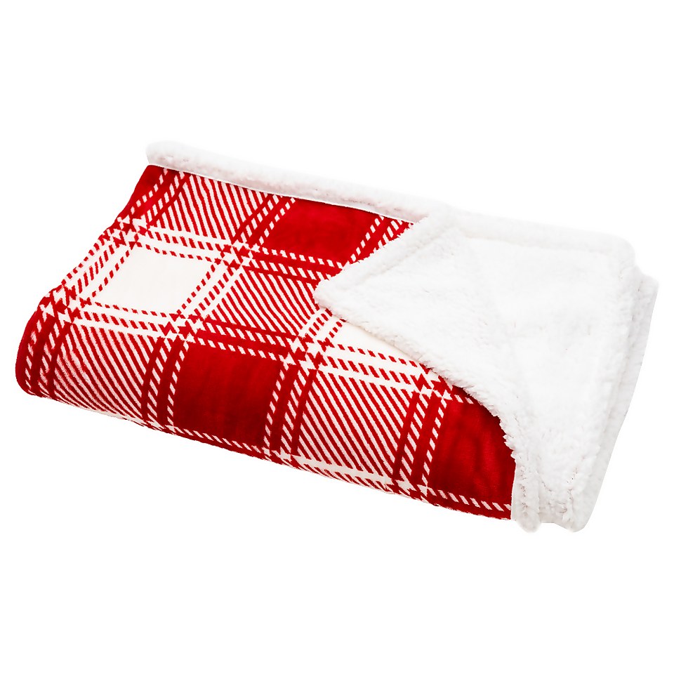 Red Check Throw 130x180cm Homebase