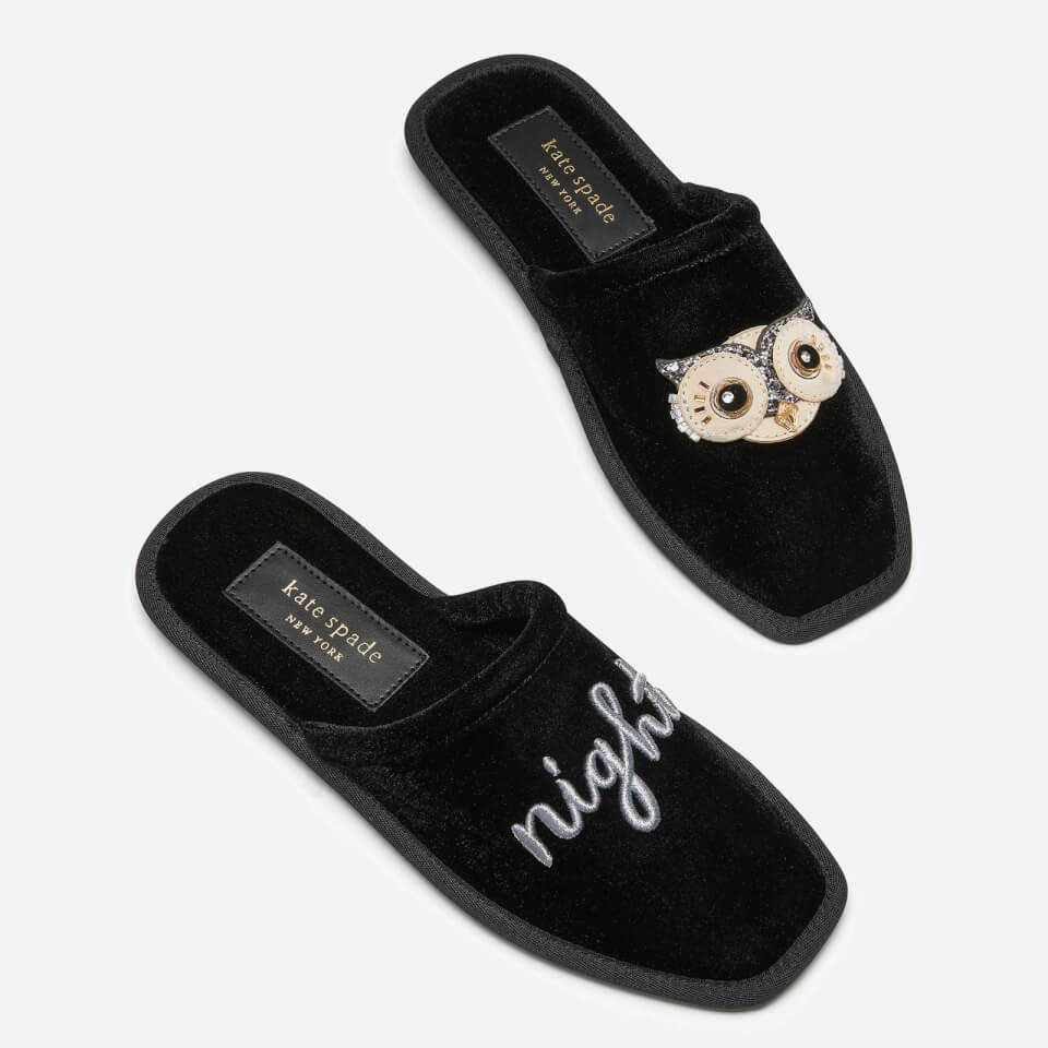 Kate Spade New York Women's Hoo Hoo Velvet Slippers - Black