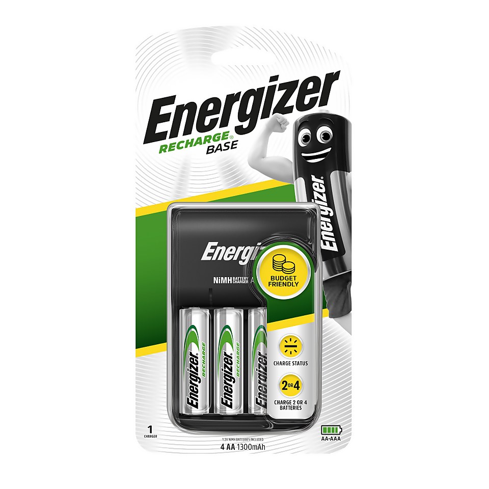Energizer Recharge USB Base Charger for AA and AAA batteries (4 AA Batteries Included)