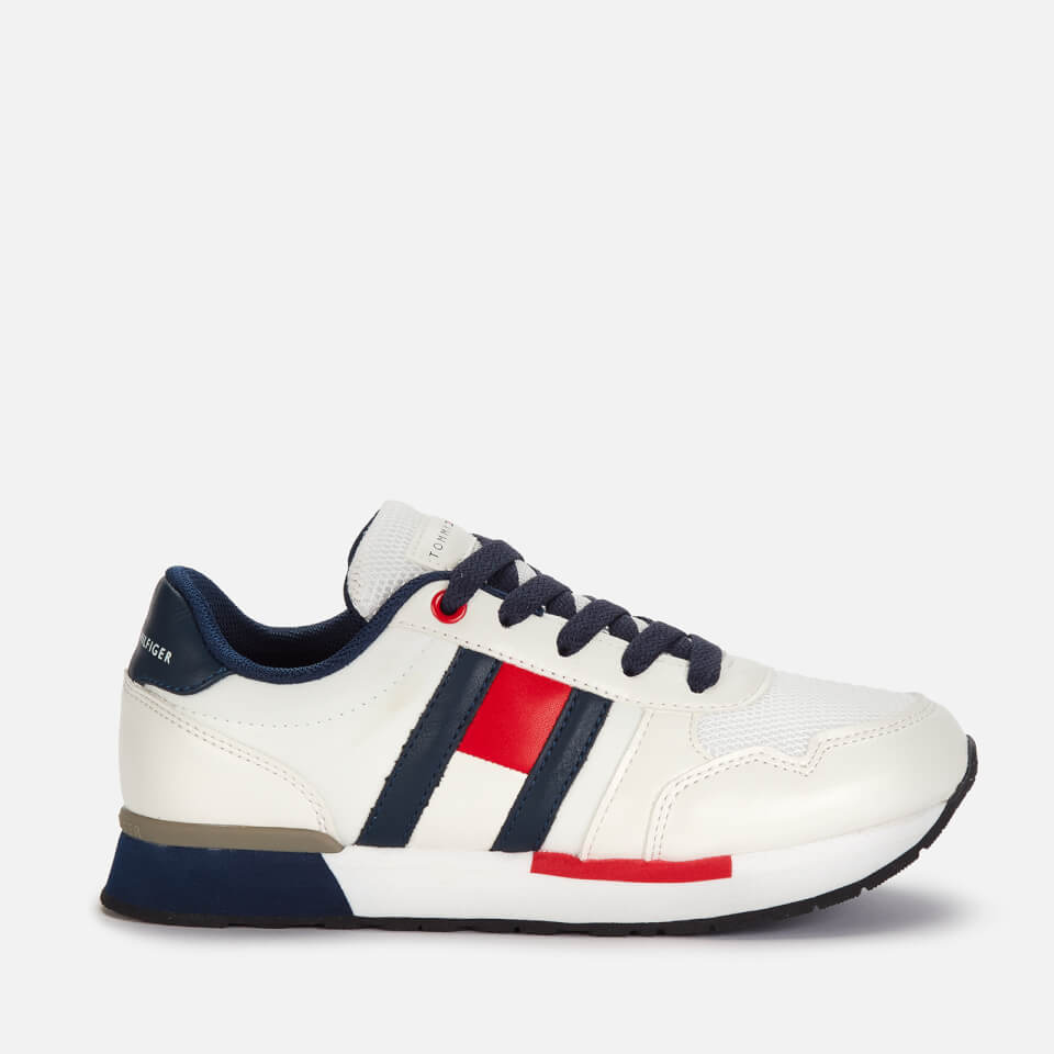 Tommy Hilfiger Boys' Low Cut Lace-Up Sneaker - White/B White/Blue - UK 12.5 Kids