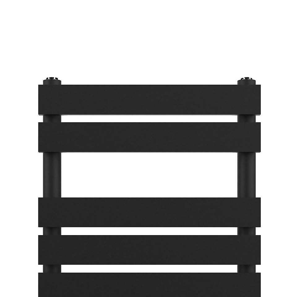 VURTU4 Luxury Ladder Style Heated Towel Rail Radiator with 8 Horizontal Flat Bars 800mm x 450mm - Black