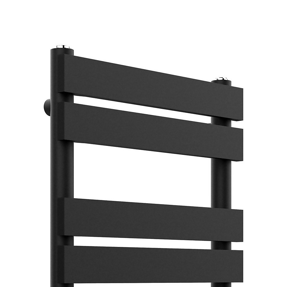 VURTU4 Luxury Ladder Style Heated Towel Rail Radiator with 8 Horizontal Flat Bars 800mm x 450mm - Black