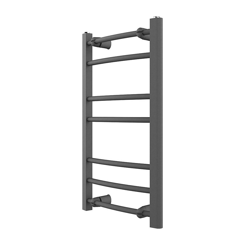VURTU6 Ladder Style Heated Towel Rail Radiator with 7 Horizontal Round Tubes 700mm x 400mm Anthracite Homebase