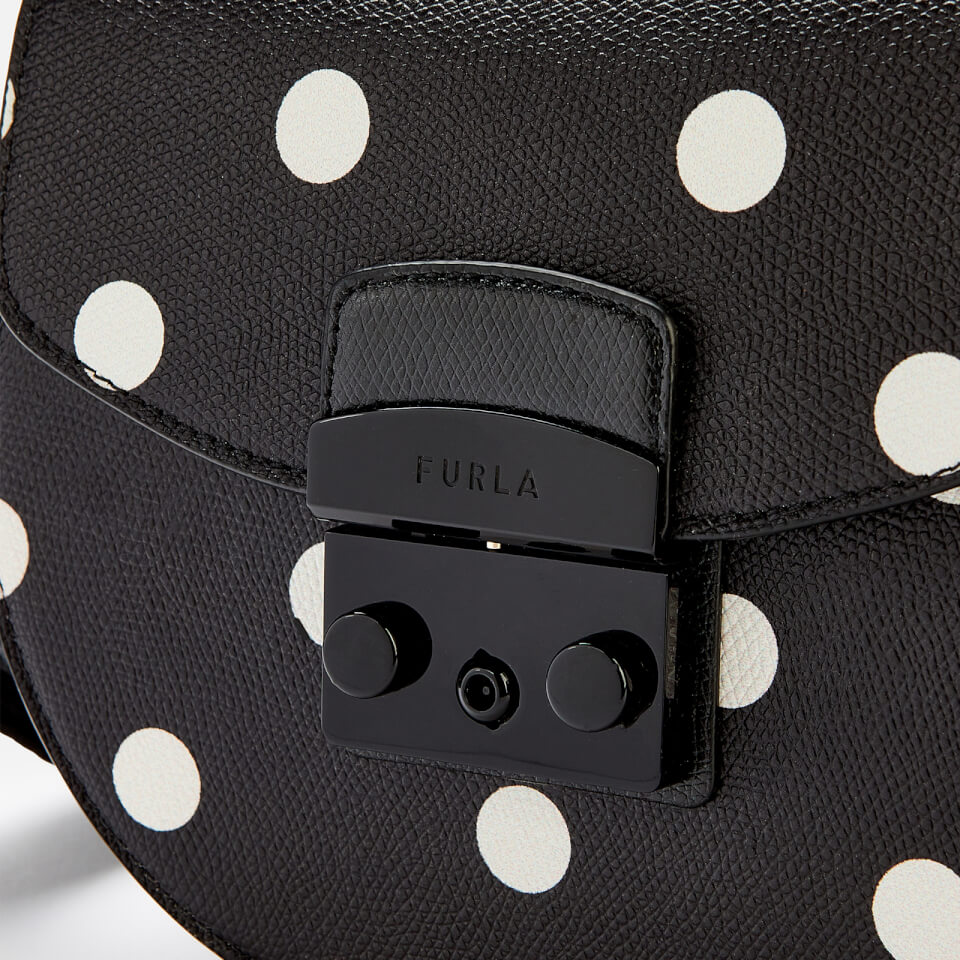 Furla Women's Metropolis Polka Dot Mini Cross Body Round Bag - Black/White