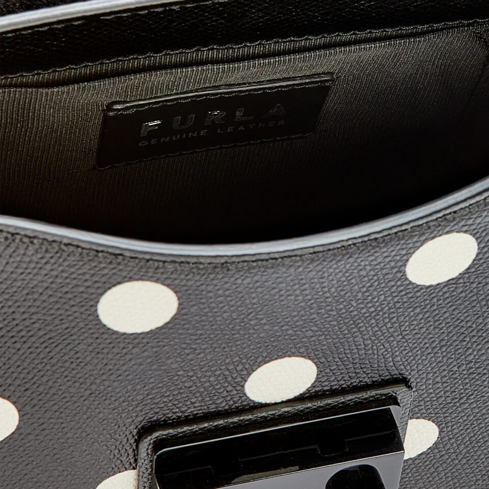 Furla Women's Metropolis Polka Dot Mini Cross Body Round Bag - Black/White