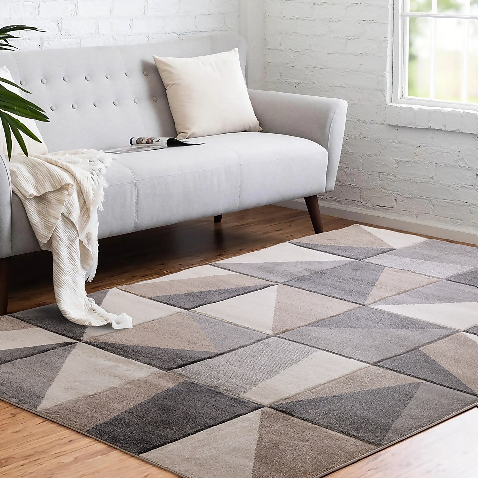 Carved Geo Rug Latte 120x170cm Homebase