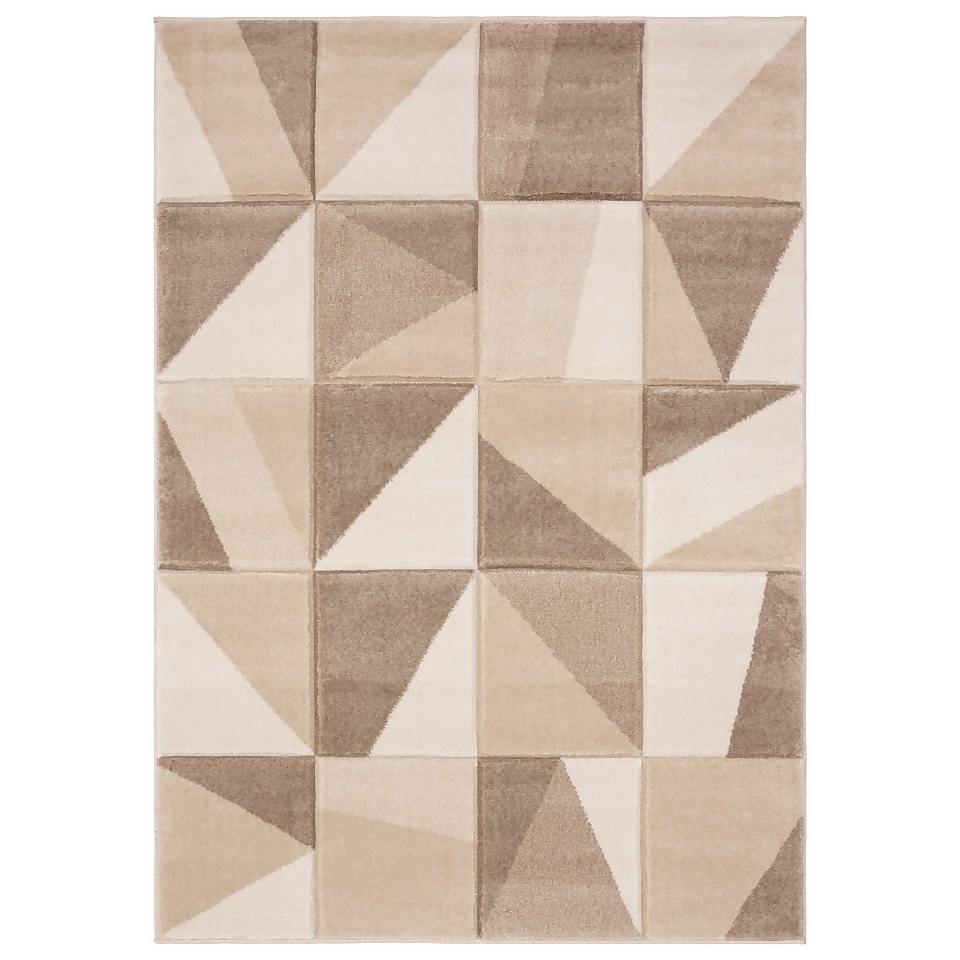 Carved Geo Rug Latte 160x230cm Homebase
