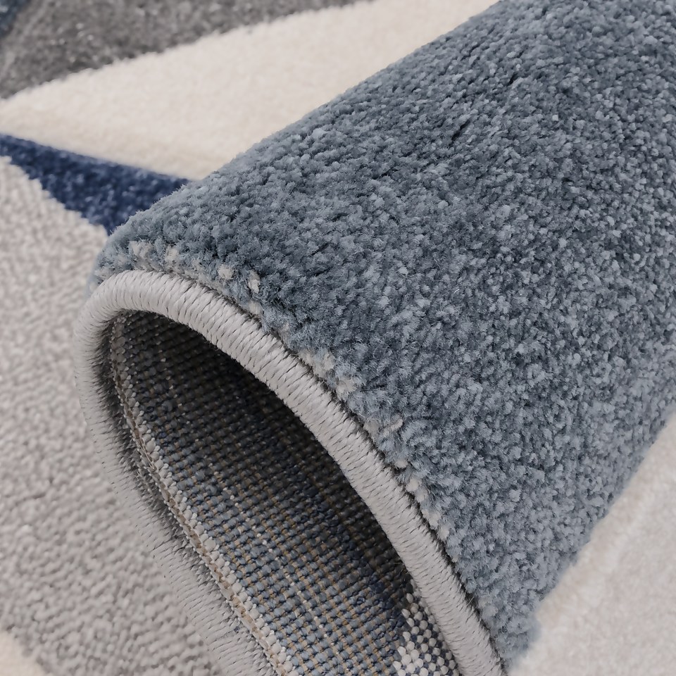 Carved Geo Rug Denim 120x170cm Homebase