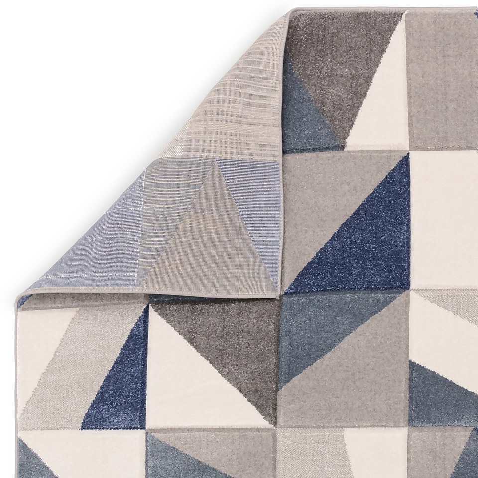 Carved Geo Rug Denim 120x170cm Homebase