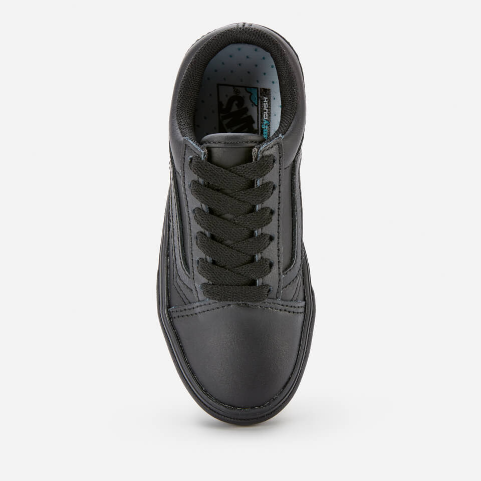 Childrens black leather vans clearance