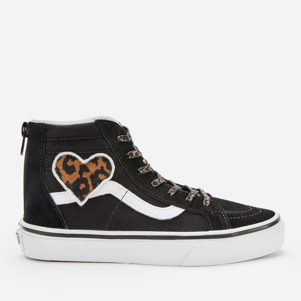 Vans Kids SK8 Hi Zip Leopard Trainers Heart Black Allsole