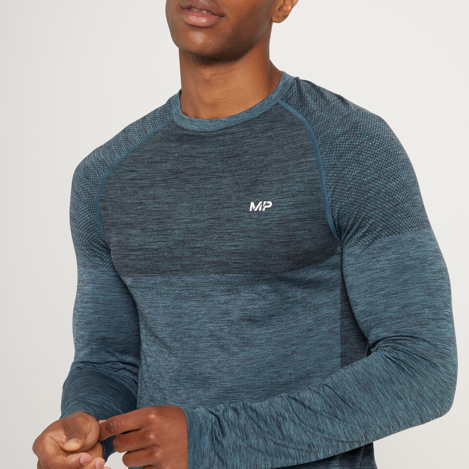 MP Men's Seamless Long Sleeve Top - Ice Blue Marl