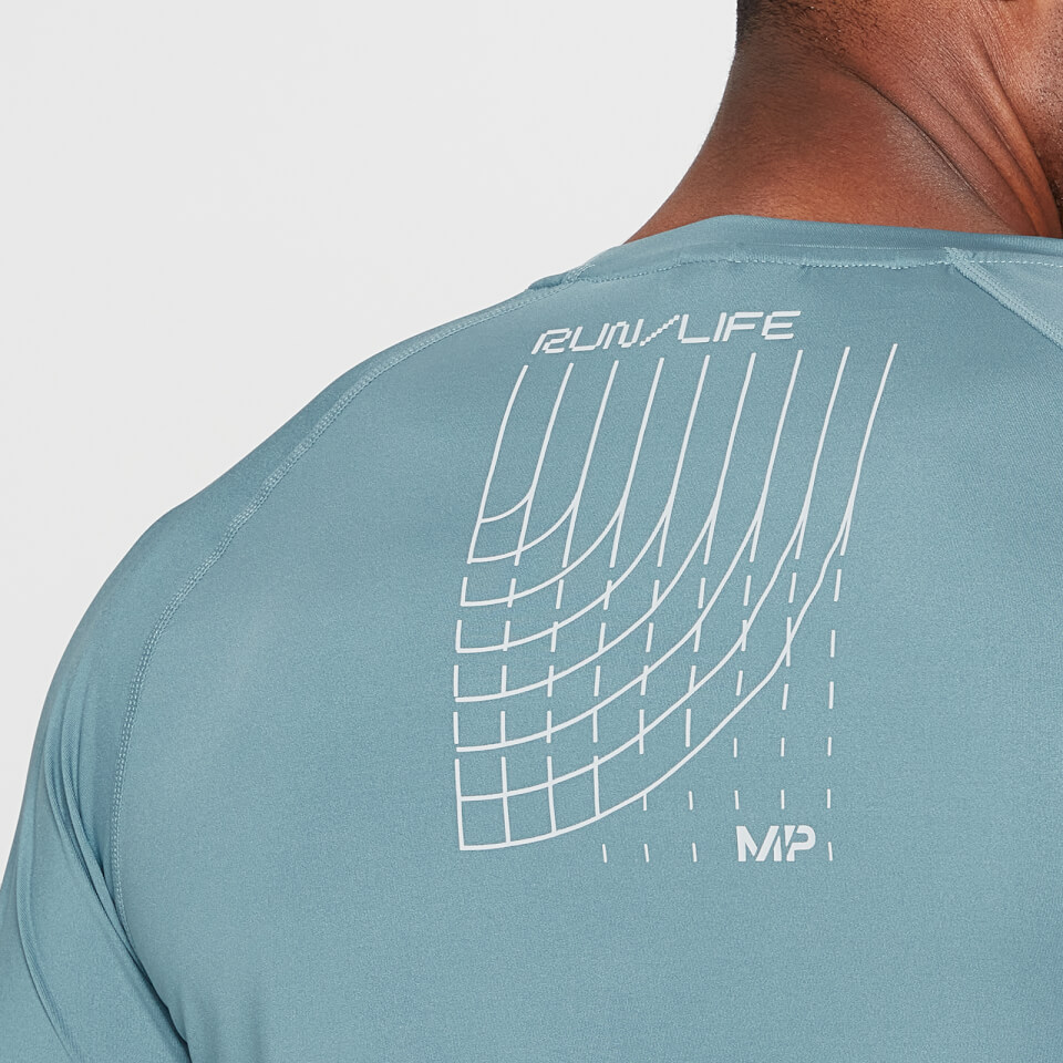 MP Men's Run Graphic Training Short Sleeve T-Shirt - Stone Blue