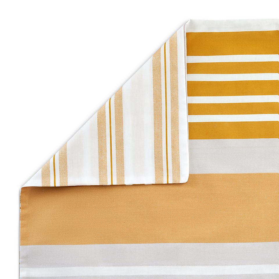 The Willow Manor Easy Care Percale Double Duvet Set Metro Stripe - Ochre