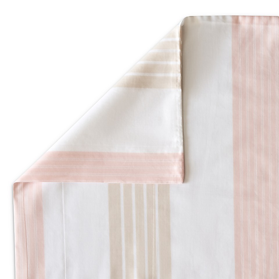 The Willow Manor 100% Cotton Percale Single Duvet Set Oxford Stripe - Blush