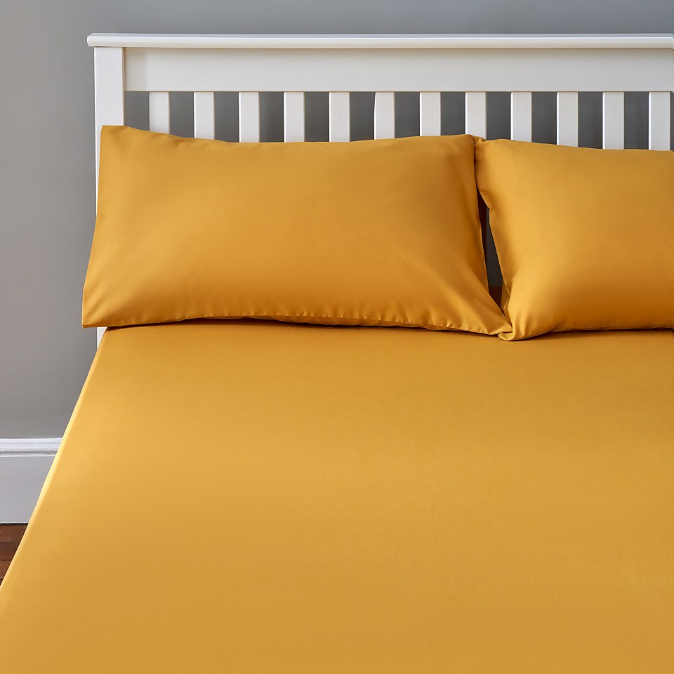The Willow Manor Easy Care Percale Single Fitted Sheet Ochre Homebase