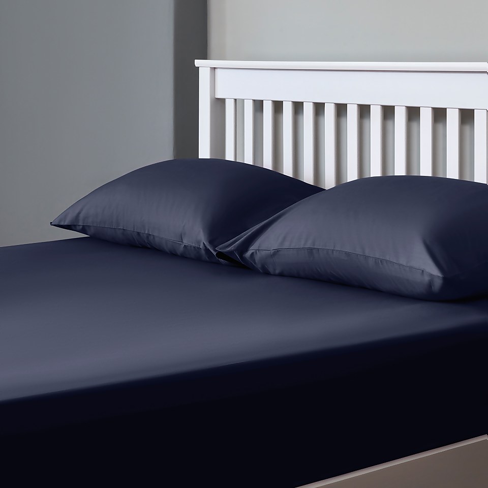The Willow Manor 100% Cotton Percale Single Fitted Sheet - Midnight