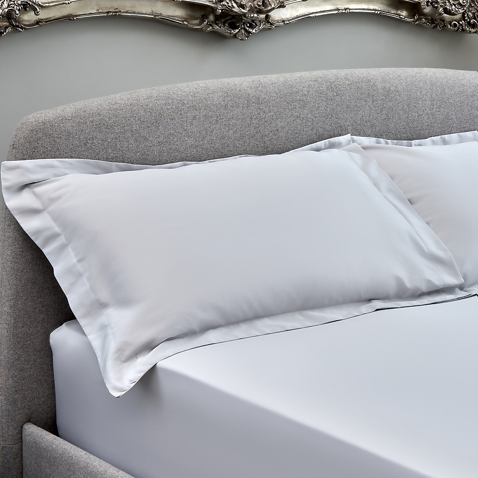 The Willow Manor Egyptian Cotton Sateen 300 Thread Count Oxford Pillowcase Pair - Pearl Grey
