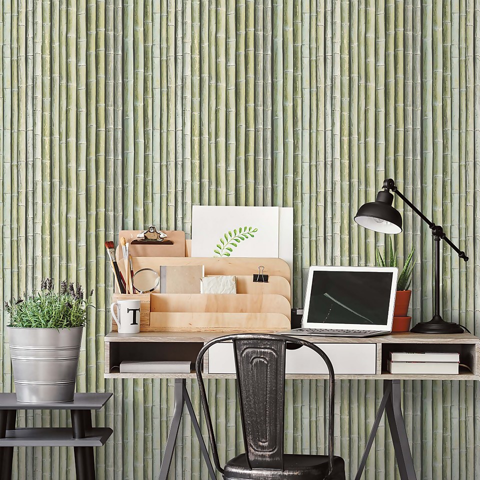 Organic Textures Bamboo Green Wallpaper