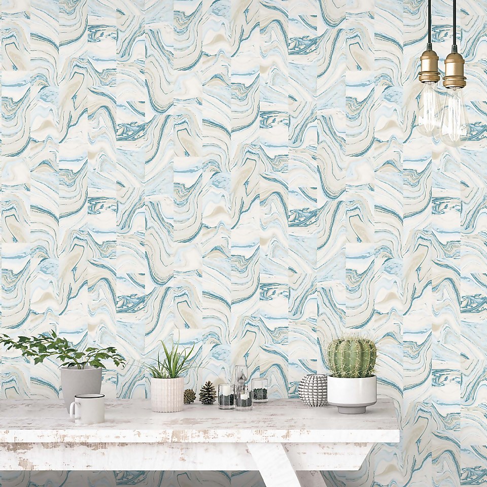 Organic Textures Agate Tile Turquoise Wallpaper
