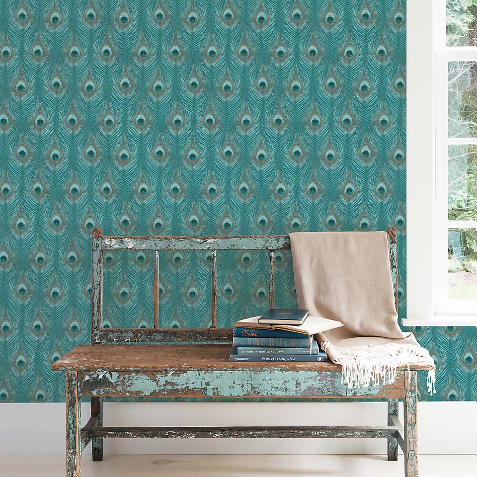 Organic Textures Peacock Turquoise Wallpaper
