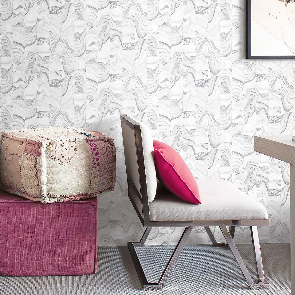 Organic Textures Agate Tile Grey Wallpaper