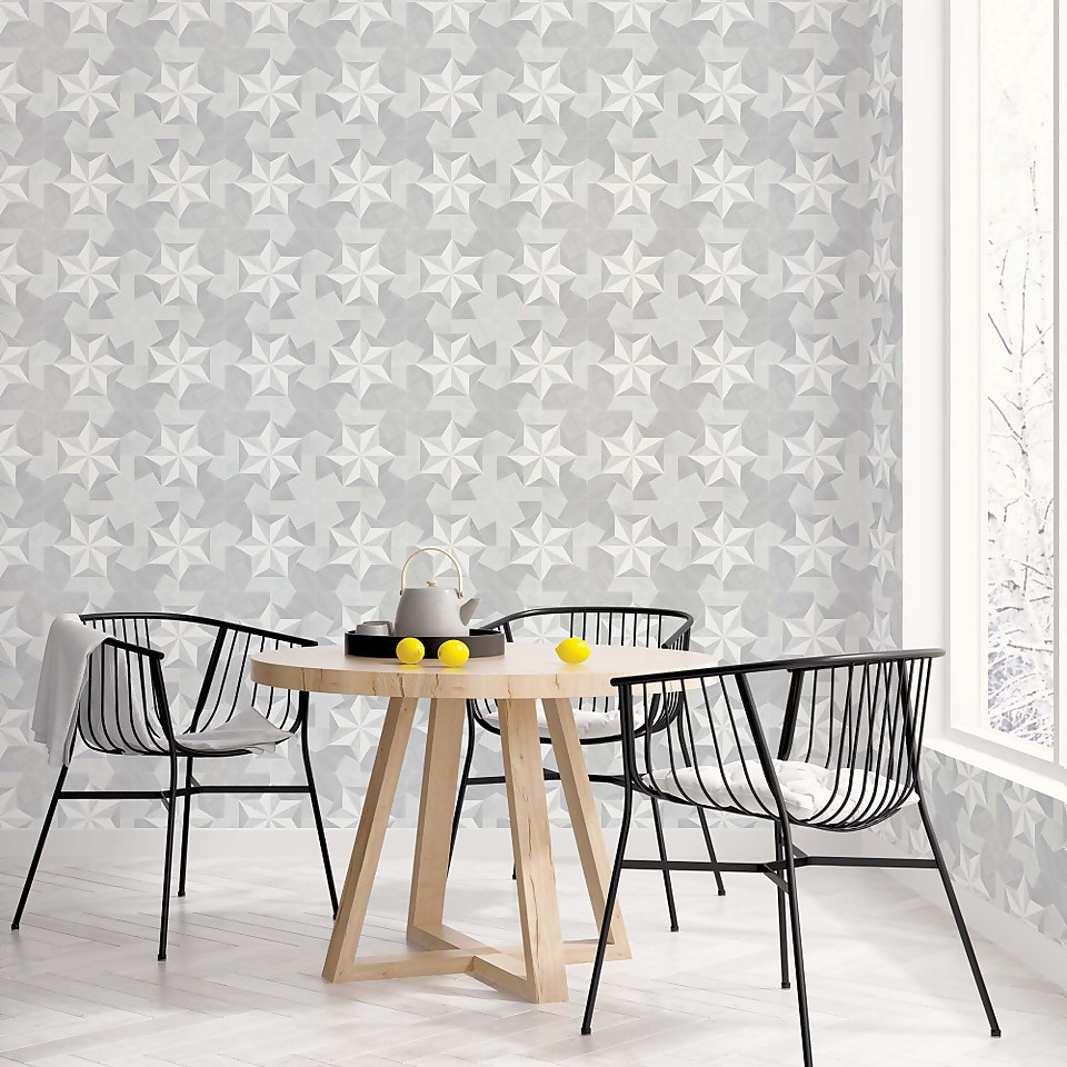 Organic Textures Inlay Wood Grey Wallpaper