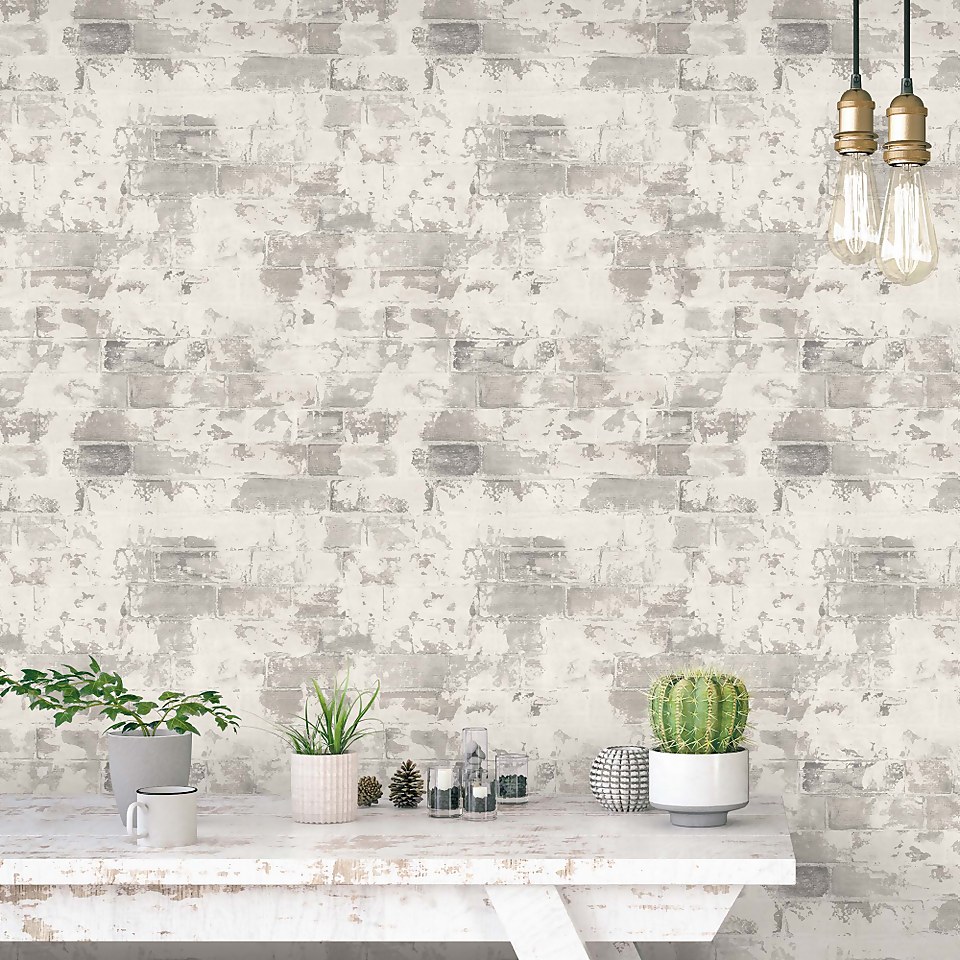 Organic Textures Brick Grey Wallpaper