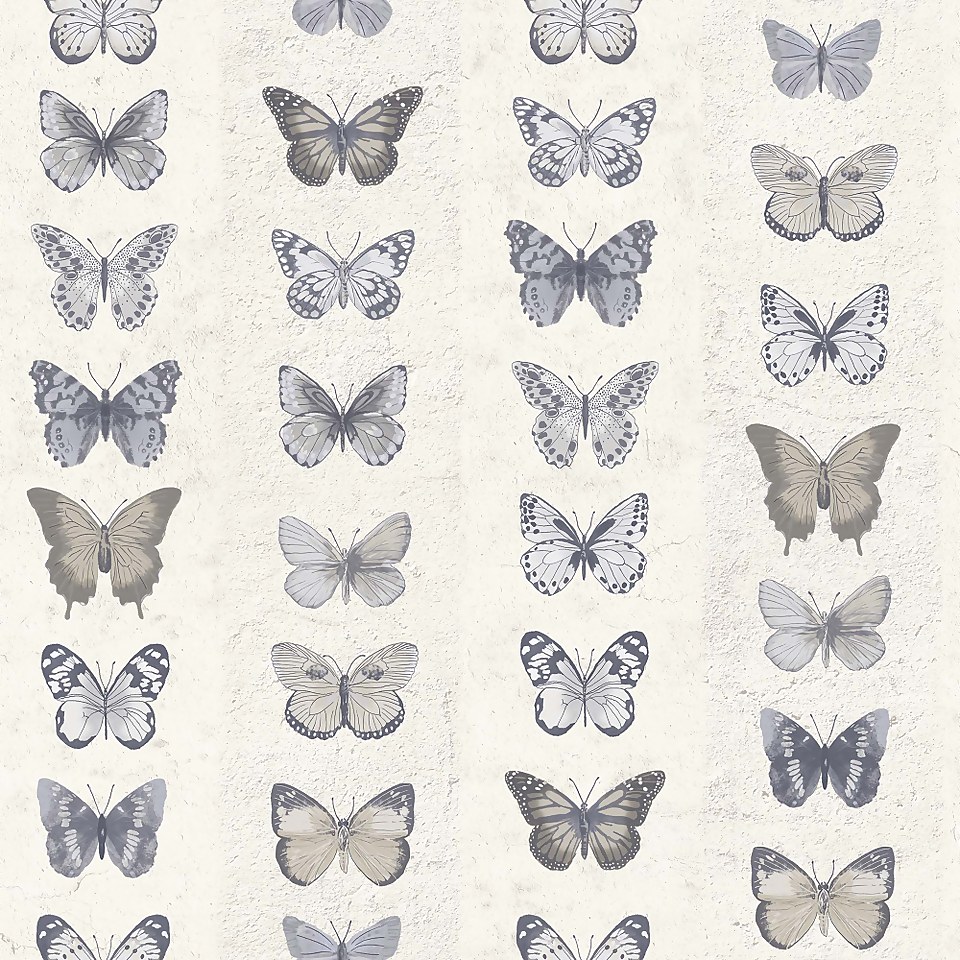 Organic Textures Jewel Butterflies Blue Wallpaper