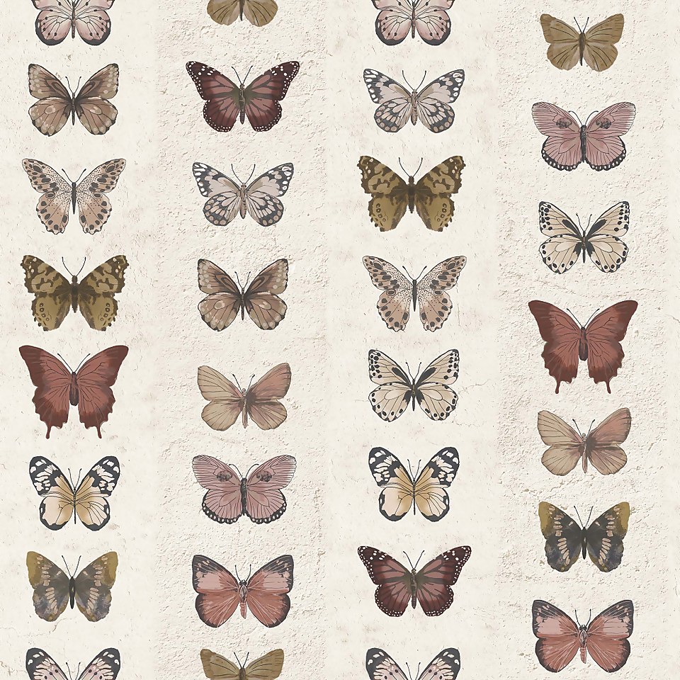 Organic Textures Jewel Butterflies Beige Wallpaper