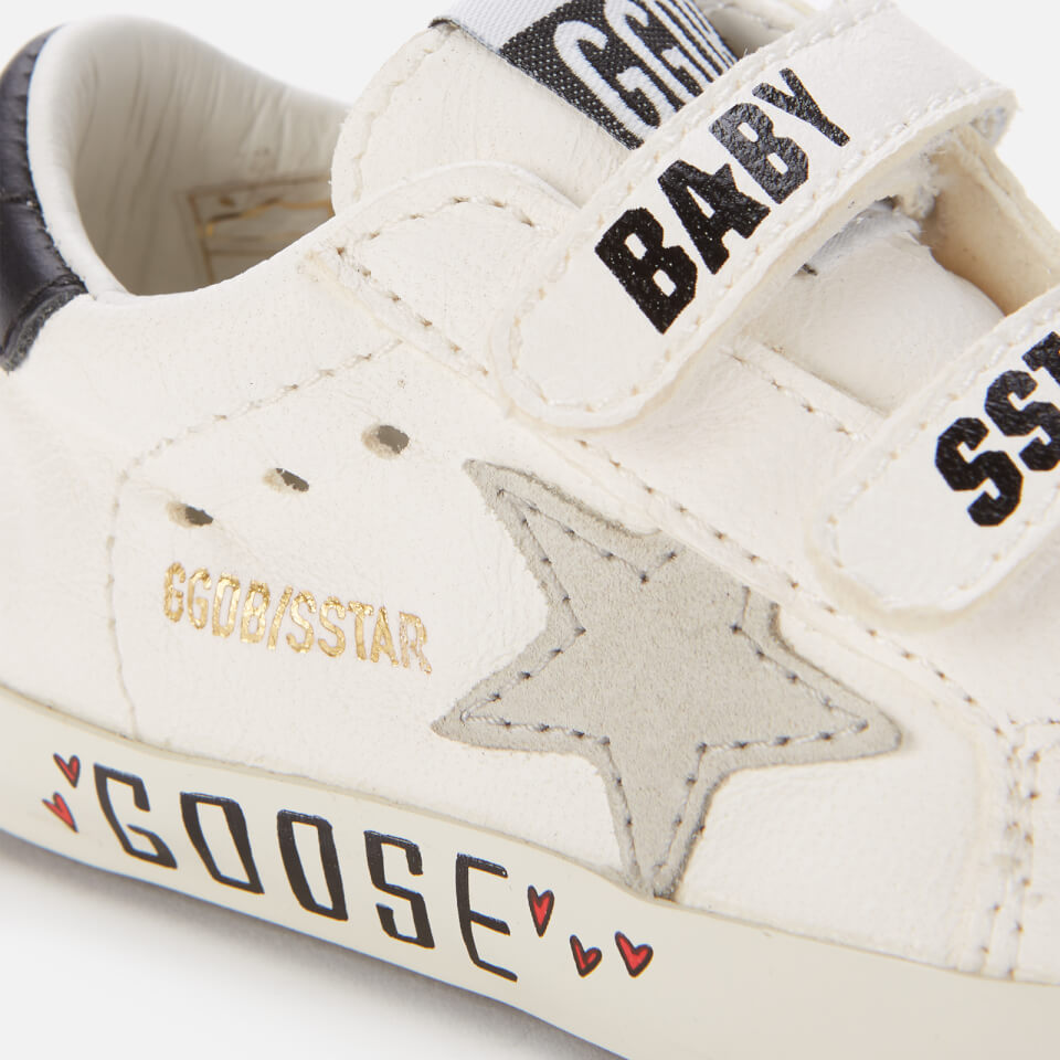 Golden Goose Babys Nappa Upper And Stripes Suede Signature Foxing Trainers White Ice Black UK 0 Baby Coggles